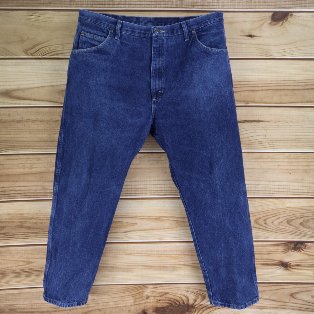 Wrangler Rugged Wear Jeans Mens Size 41x29 Blue Dark Wash Denim Straight Leg
